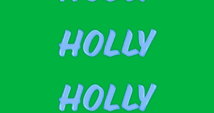 Digital animation of holly text banners in seamless pattern against black background