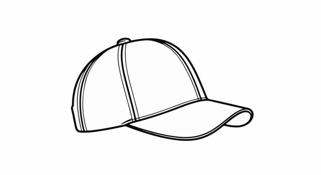 Simple black line drawing of a baseball cap against a white background