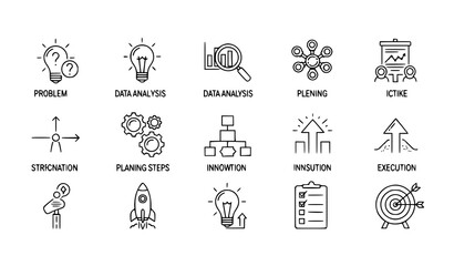 Fototapeta premium Strategic thinking decision icon set business vector