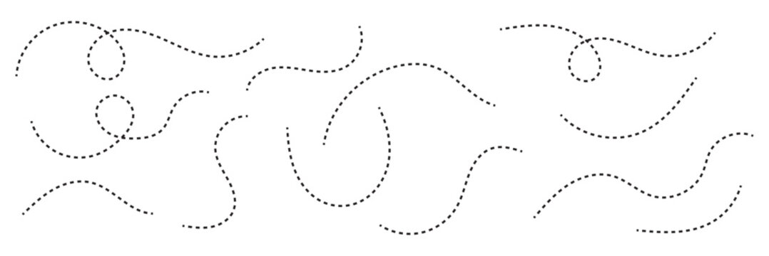 Abstract dashed curved lines pattern background design. Featuring random dashed curved lines creating playful paths, ideal for modern design, navigation concepts, and creative layouts.