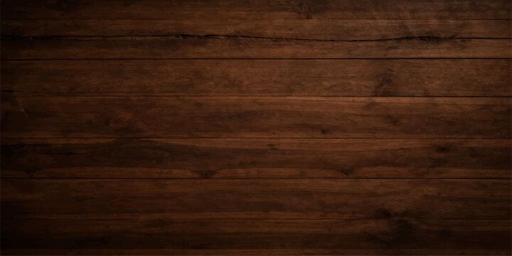 Natural old dark brown wooden board material with a grainy timber plank texture and weathered oak pattern design for a rustic hardwood wall or floor surface