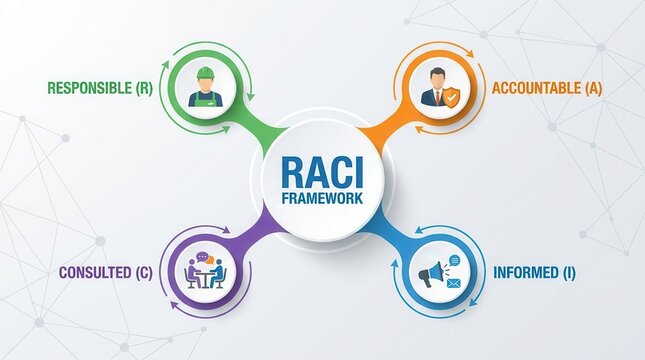 RACI framework diagram for project management role clarity and accountability
