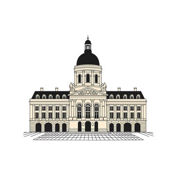 Bordeaux Palais de la Bourse neoclassical building vector illustration
