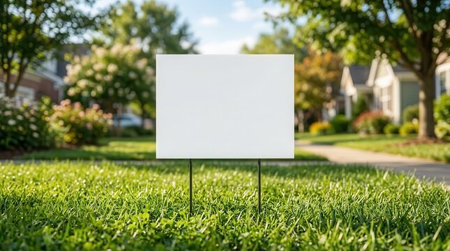 Blank sign on a green lawn ready for a custom message display.
