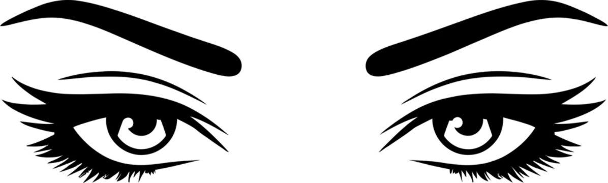 Stylized female eyes with lashes and eyebrows vector