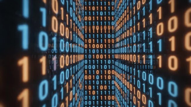 Binary code tunnel for commercial backgrounds, digital design, and advertising