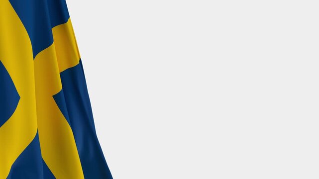 Sweden Flag on Left Side, Waving National Symbol with Copy Space