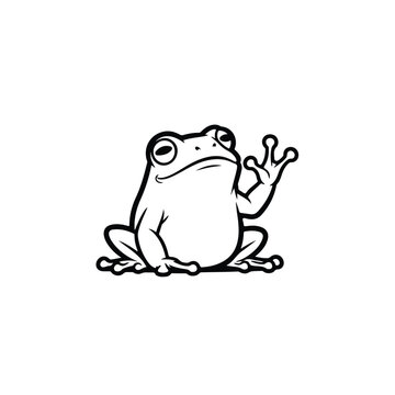 A cartoon frog waving its hand.
