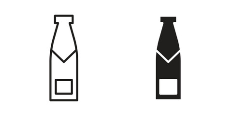 Champagne bottle icon outline and solid set. Graphic icons © Dan