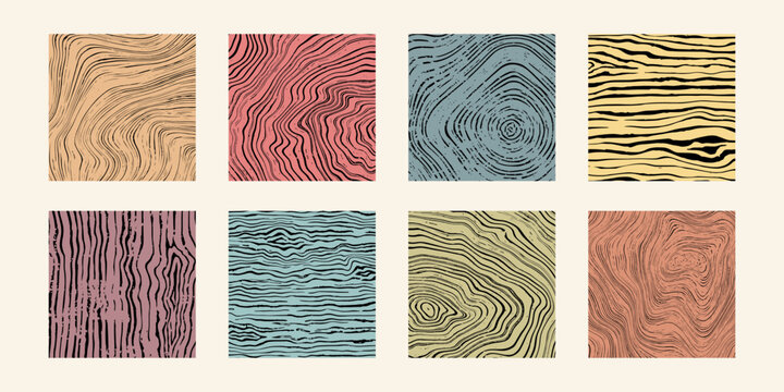 Wood tree pattern texture icon, trunk with annual square line of age pictogram, set vector design