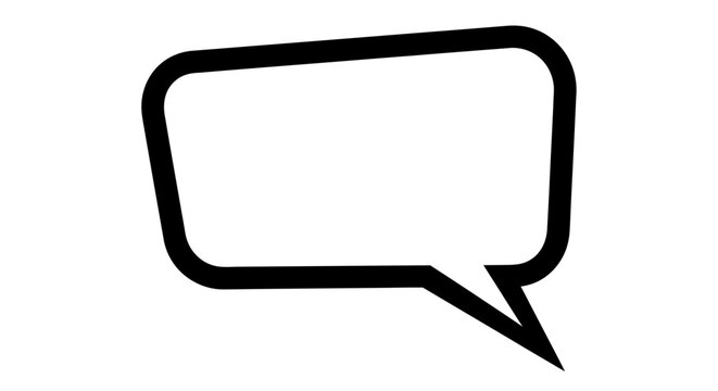 Black and white speech bubble icon.
