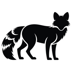 Fototapeta premium A striking black silhouette of a fox standing in profile powerfully defined silhouette