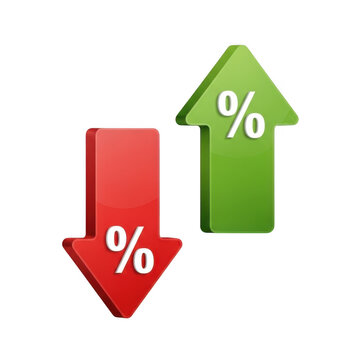A red arrow and a green arrow with percentage signs