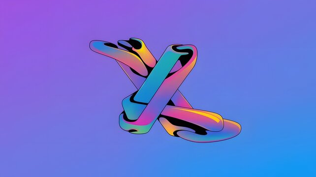 colorful 3d letter x, gradient background