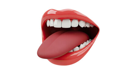 Fototapeta premium Red Lips with Tongue Sticking Out