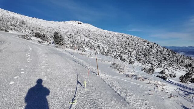 Amazing Winter view of Rila mountain near Musala peak, Bulgaria