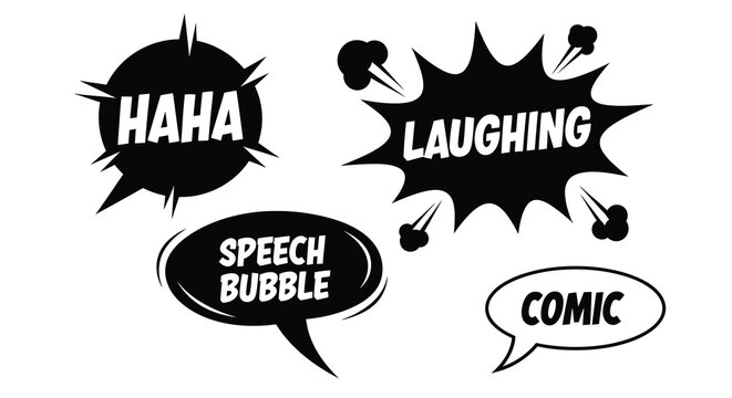 Comic book speech bubbles with text and dynamic effects silhouette