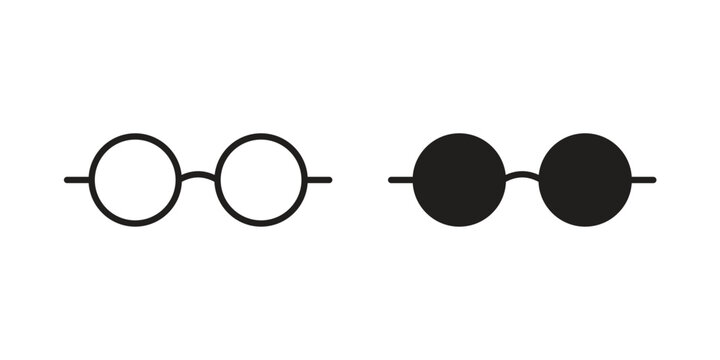 Eye glasses icon outline and solid set. Graphic icons