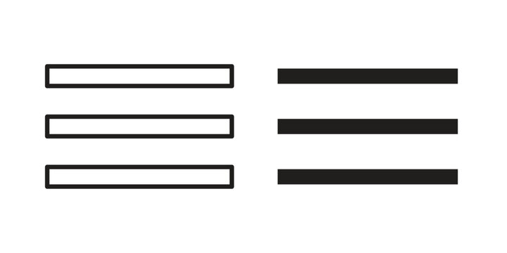 Hamburger menu icon outline and solid set. Graphic icons
