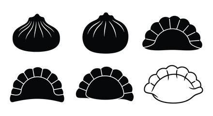 A collection of dumpling shapes in a striking black silhouette © Full