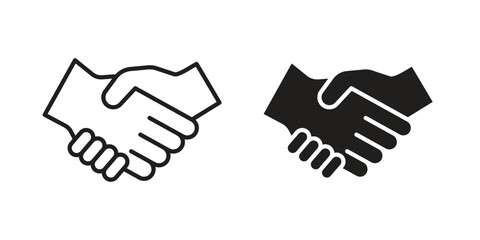 Fototapeta premium Handshake icon outline and solid set. Graphic icons