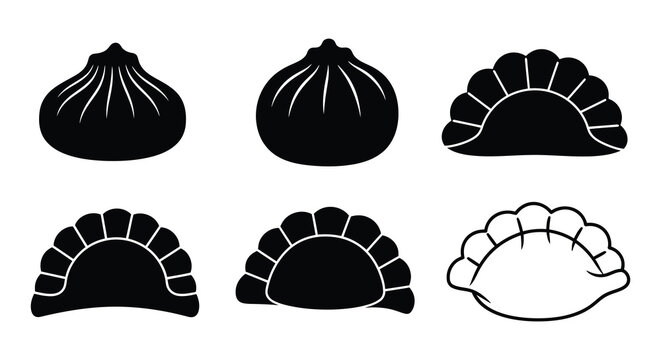 A collection of dumpling shapes in a striking black silhouette