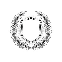 Obraz premium Shield surrounded by laurel wreath symbol.