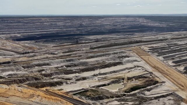 Terraces of geological layers in coal mine