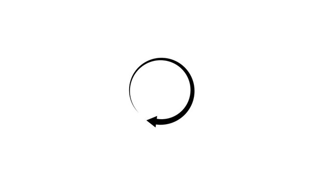 Abstract refresh button animation, Neon blue circle arrow, reload or rotation icon animated on white background. 4k video