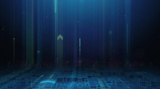 Arrows Moving Upward Over a Jigsaw Puzzle &ndash; Animation Loop Depicting Growth, Development and Performance. Animated background with rising arrows symbolizing a successful business investment strategy.
