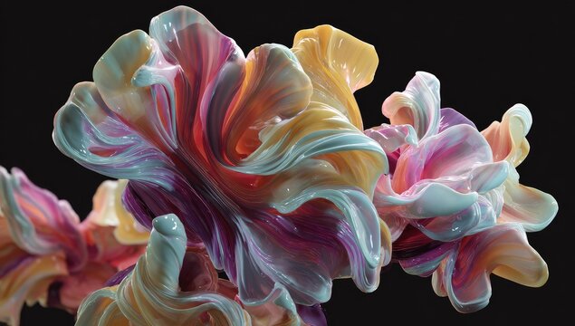 Abstract, swirling, colorful, fluid forms