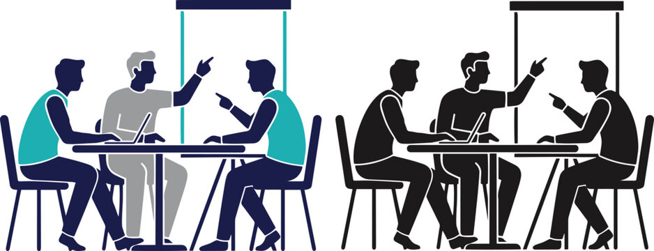 Teamwork meeting silhouette people discussion business concept