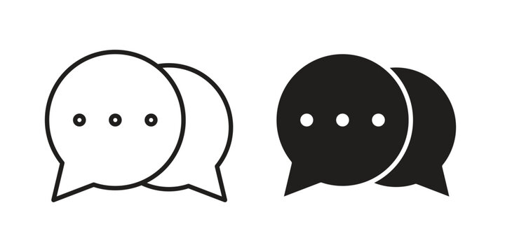 Speech bubble icon outline and solid set. Graphic icons