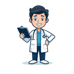 Fototapeta premium set of funny cartoon doctor
