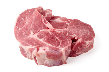 Fototapeta premium Raw Pork Neck Steaks, isolated on white background