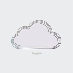 Fototapeta premium Minimal cloud download icon, simple cloud with arrow symbol, clean monoline UI icon, outline vector isolated on white