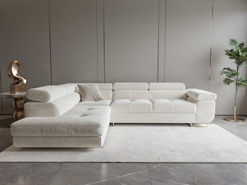 Sectional Sofa White Modern Luxury Living Room Interior