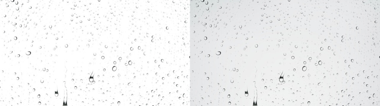 Water drops rainy glass window overlay on transparent background