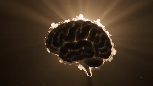 Brain glowing with energy and light