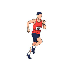 Obraz premium Male Marathon Runner Sprinting Vector Illustration