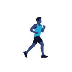 Obraz premium Man Jogging Flat Vector Illustration for Fitness and Health
