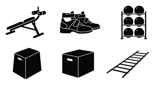 Essential gym equipment collection for diverse training routines including workout accessories and sports tools suitable for fitness, health, and athletic lifestyle applications