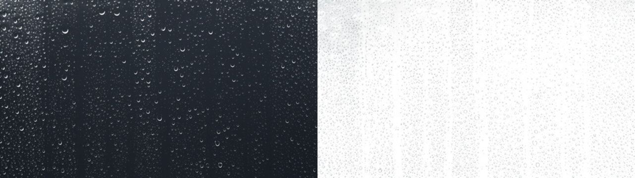 Water drops night rainy window overlay on black PNG transparent background