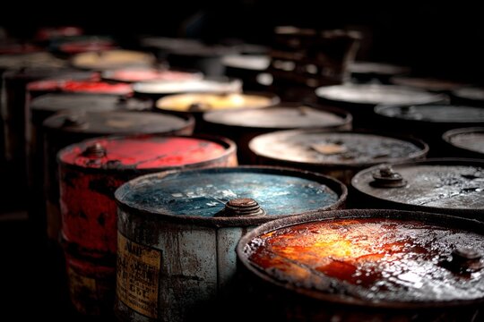 Crude realities: the impact of stockpiled oil on markets. Reportage shot. Vibrant energy market: a colorful insight into oil shipment processes. Feature story. Editorial use.