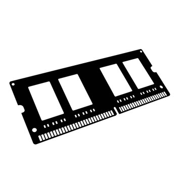 Computer RAM Memory Module Silhouette Vector Illustration