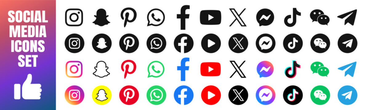 Social media icons collection. UKRAINE, KYIV, 13 APRIL, 2026