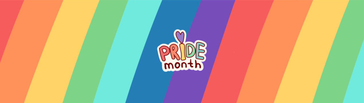 Pride month background 2026. Horizontal and vertical banner templates, LGBT Pride flag with colorful rainbow. Symbol of pride month june support. Parade annual summer event, Vector Illustration