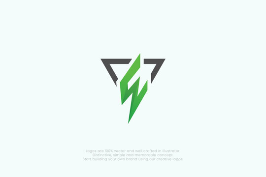 E Letter Electrical Bolt Monogram Logo