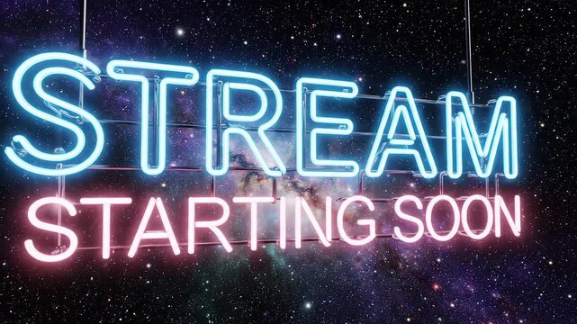 Neon sign announces streaming event for commercial backgrounds, digital design, and advertising