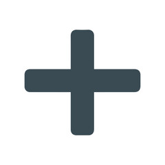 Fototapeta premium Dark charcoal gray plus sign symbol with rounded corners over a white background